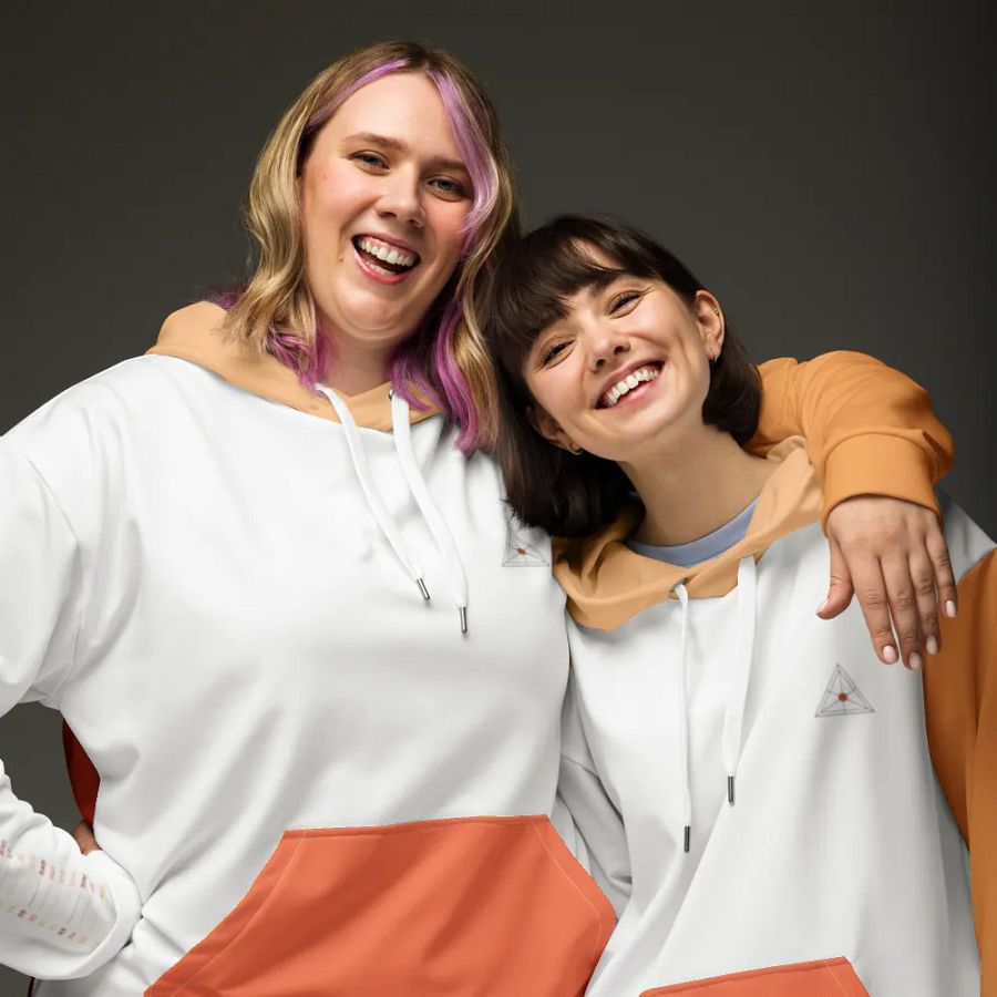 hoodie toasted peach and white product image (4)