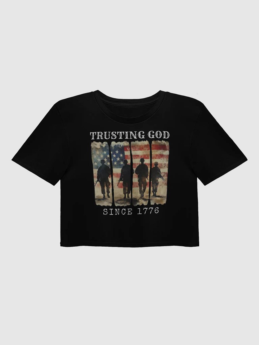 Trusting God American Flag Military T-shirt | Patriotic Army Soldiers USA Flag Memorial Day Tee product image (3)