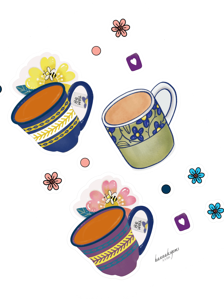 Whimsical Mug Trio Sticker Sheet product image (1)