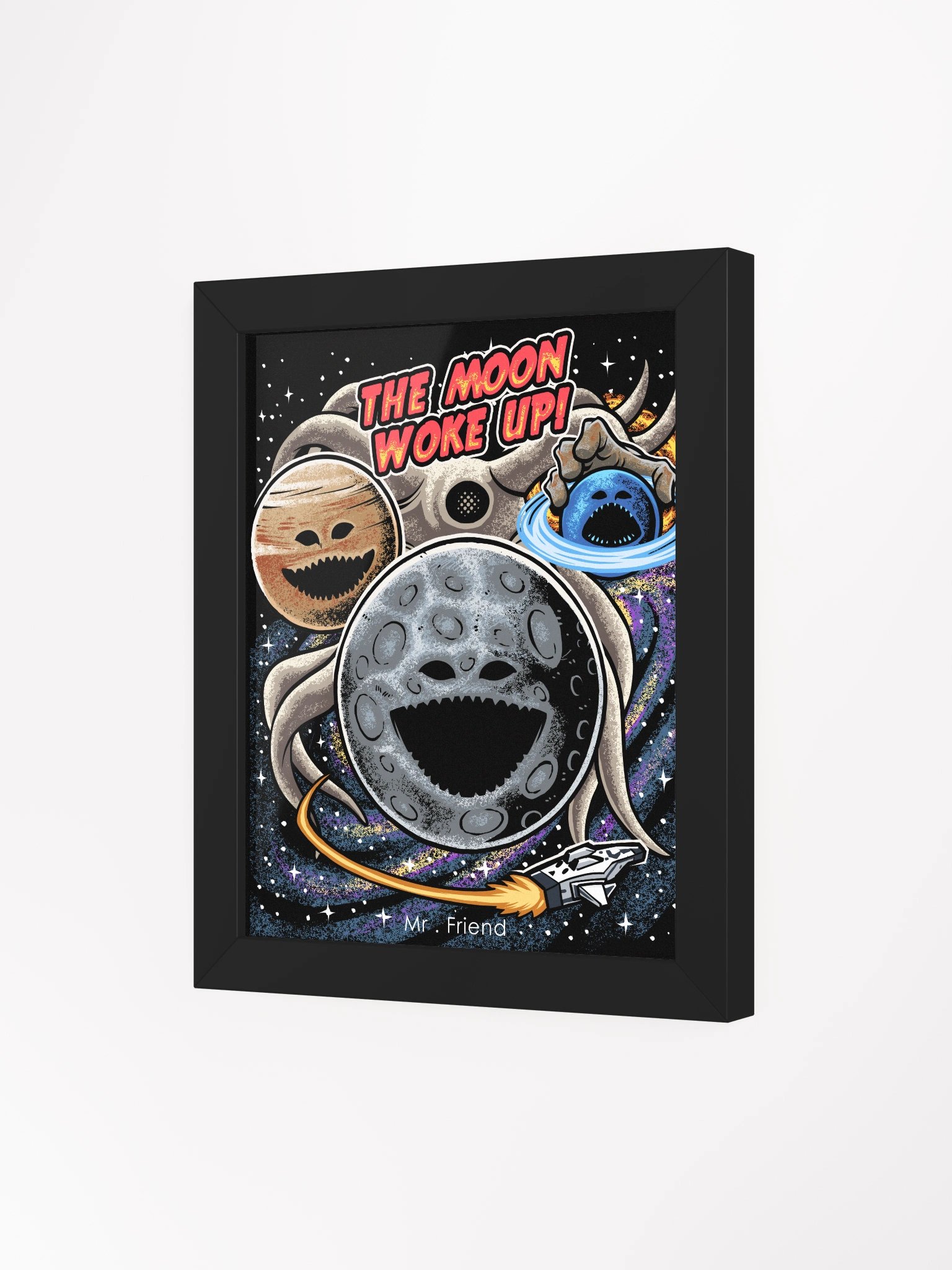 The Moon Woke Up Retro Framed Poster product image (3)