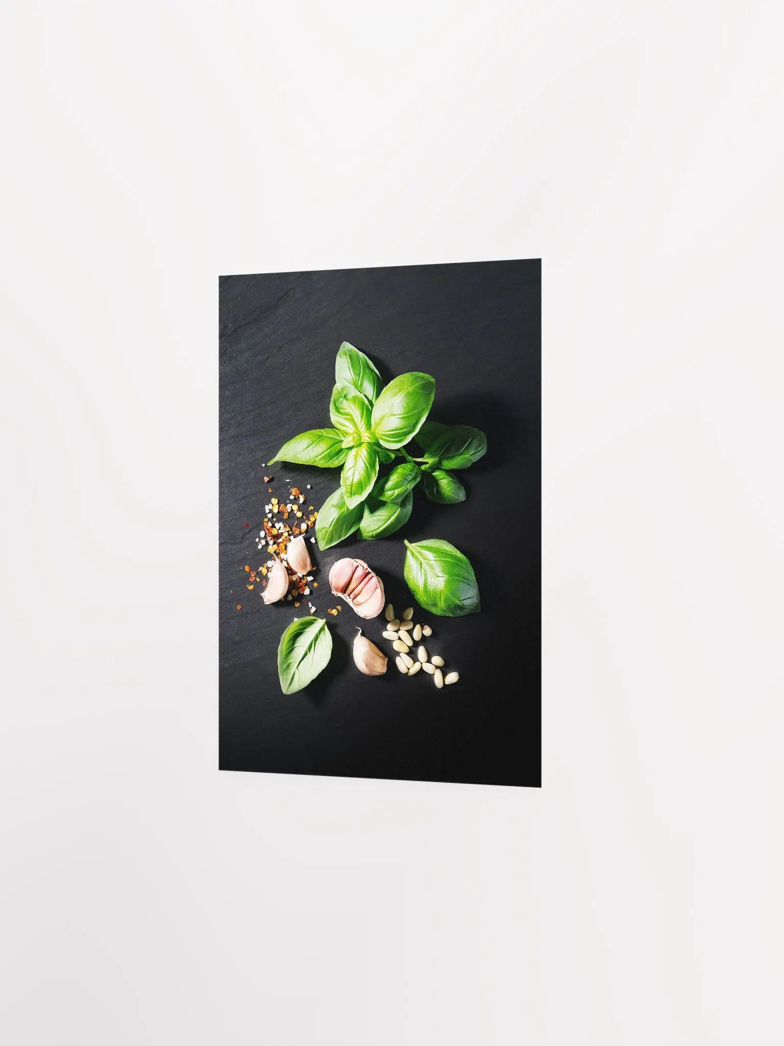 Food kitchen poster: Garlic and basil (Italian, Spanish cuisine) — Kitchen wall decor product image (7)