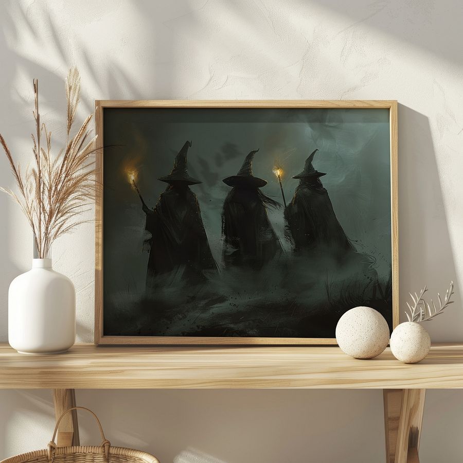 Three Witches in The Fog Dark Gloomy Art Print product image (24)