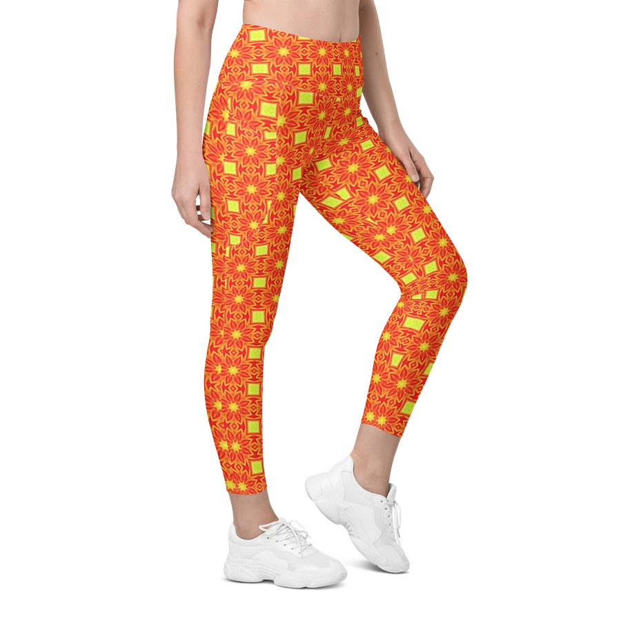 Abstract Repeating Orange Flower Leggings product image (13)