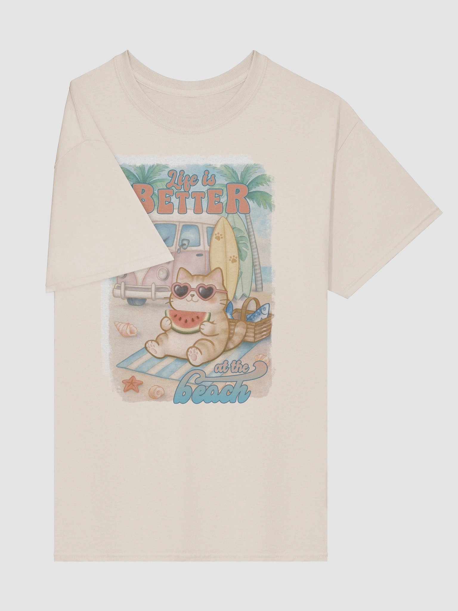 Summer Surf Cat -Unisex Tee Heavyweight product image (4)