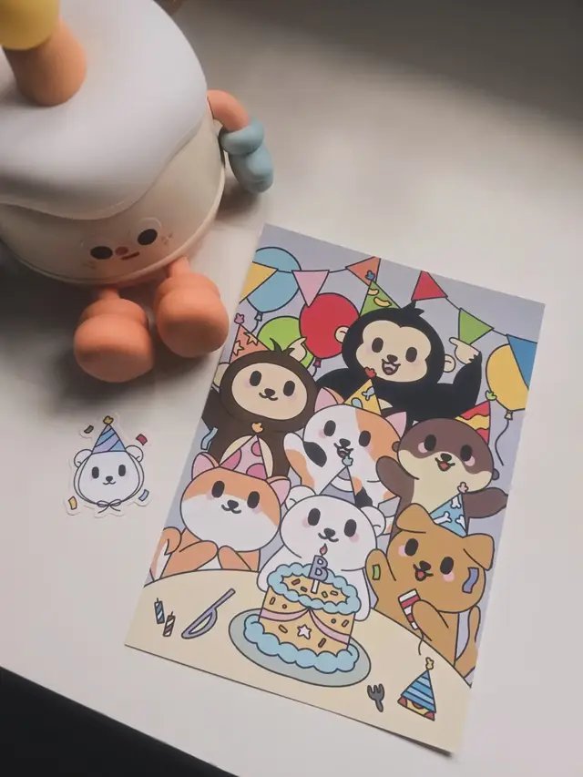 Drew this birthday piece and sticker last month for my birthday celebration stream! 🎉 Wanted to make something fun to celebrate and included my top few supporters in the card as a lil thank you! 💖 Something unique and special they can keep as part of their collection. There are also many more people that have supported me this year in my journey of being an artist, which I am truly grateful for 💜 I do hope I can continue doing this for the rest of my life :) #birthday #smallartist #animals #Stickers #SmallBusiness