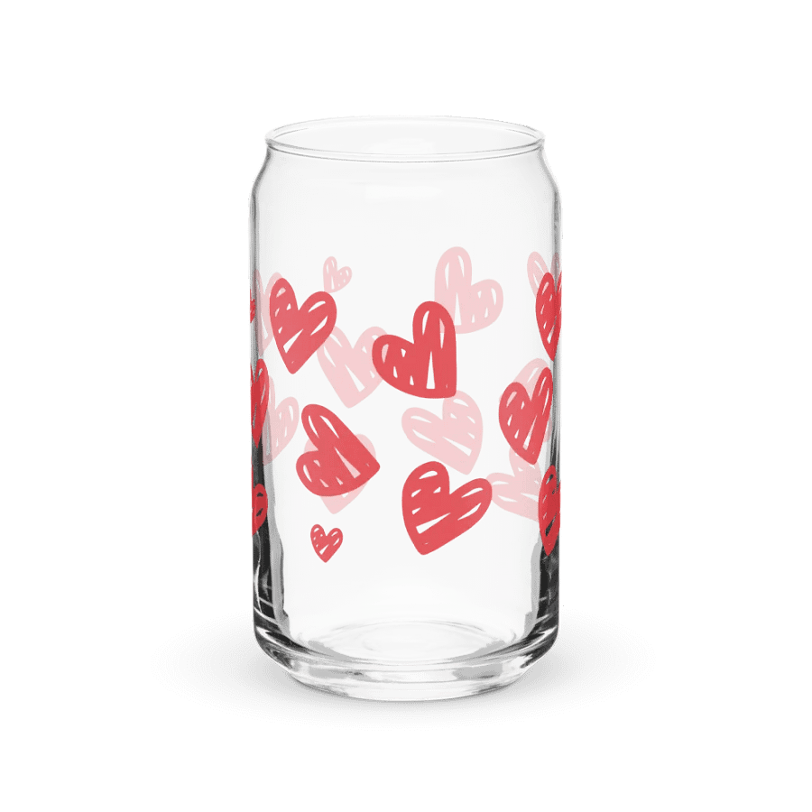Multiple Hearts 16oz Glass with or without lid & straw product image (3)