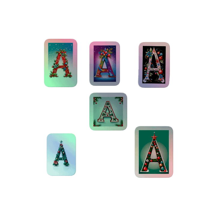 All A's Christmas Monogram Holo Sticker Pack product image (2)