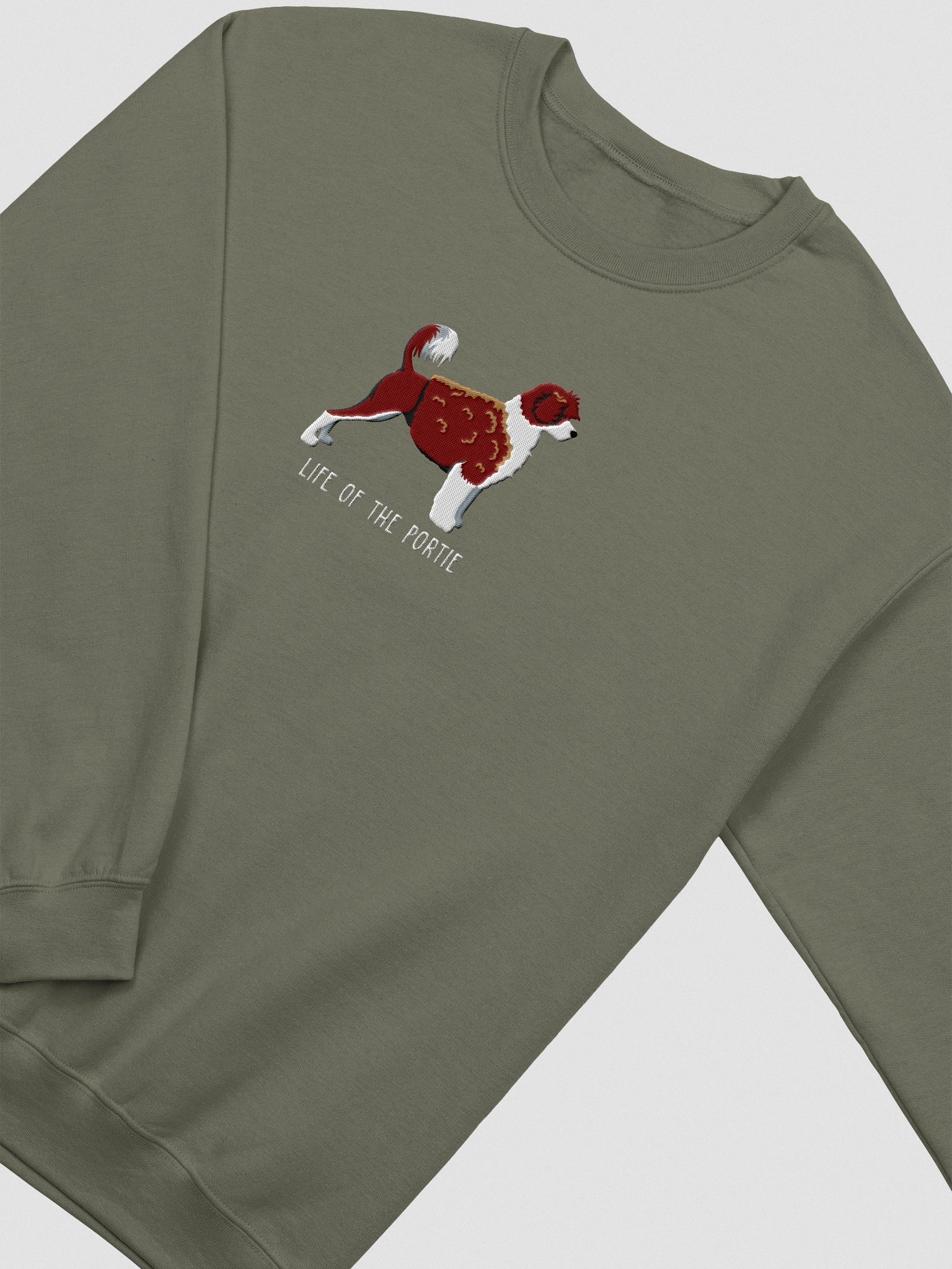 Life of the Portie Sweatshirt (Embroidered) of a Portuguese Water Dog(Chocolate & White) product image (6)