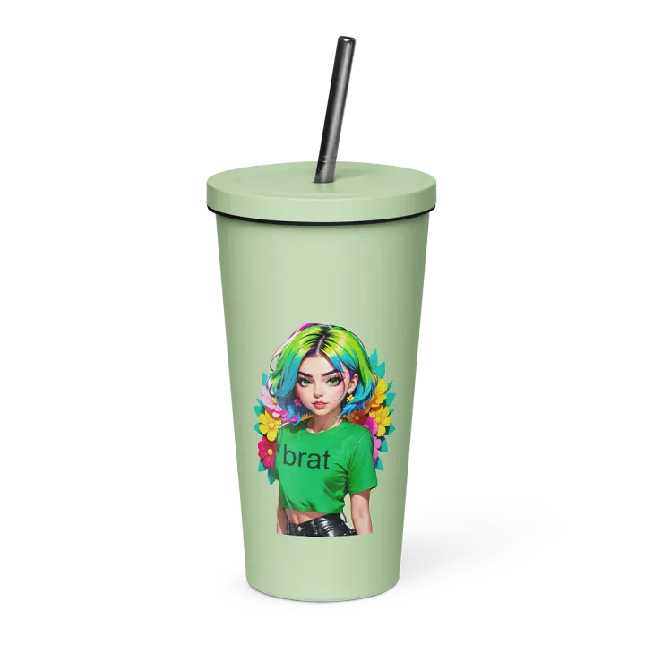 Brat 20 oz Tumbler Cup - Mint - Insulated Tumbler with a Straw v1 product image (1)