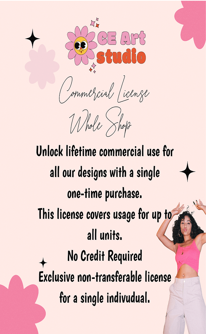 One-Time Commercial Use License, No Credit Required, Lifetime Use - Designs sold separately product image (2)