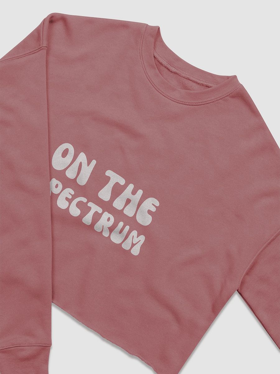 ON THE SPECTRUM (white groovy design) women's fleece crop sweatshirt product image (28)