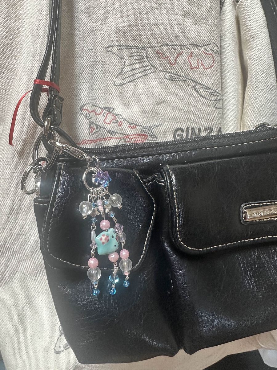 Handmade silly cat dangly keychain product image (3)