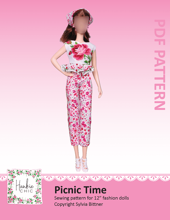 Picnic Time sewing pattern for 12" fashion dolls product image (1)