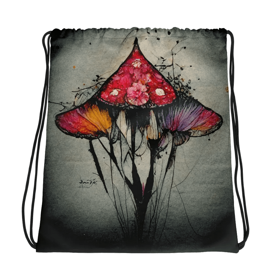 Vibrant Mushroom Madness Drawstring Backpack product image (1)