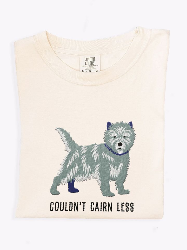 Couldn't Cairn Less T-Shirt(Embroidered) of a Cairn Terrier(Blue Brindle) product image (1)