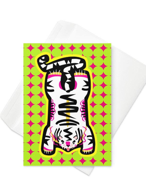 White Electric Tiger Green & Pink - Greeting Card product image (1)