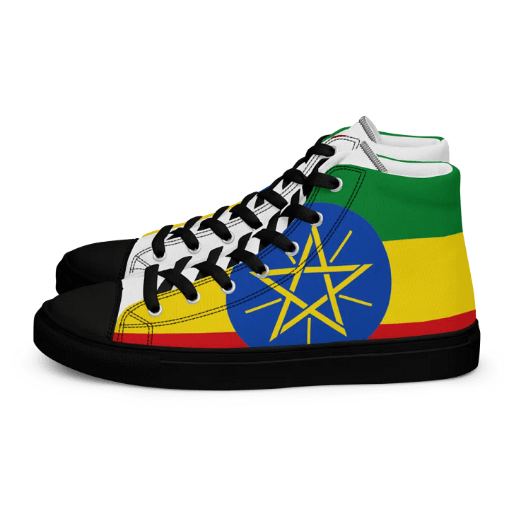 Ethiopian Flag Retro High Top Canvas Shoes product image (1)