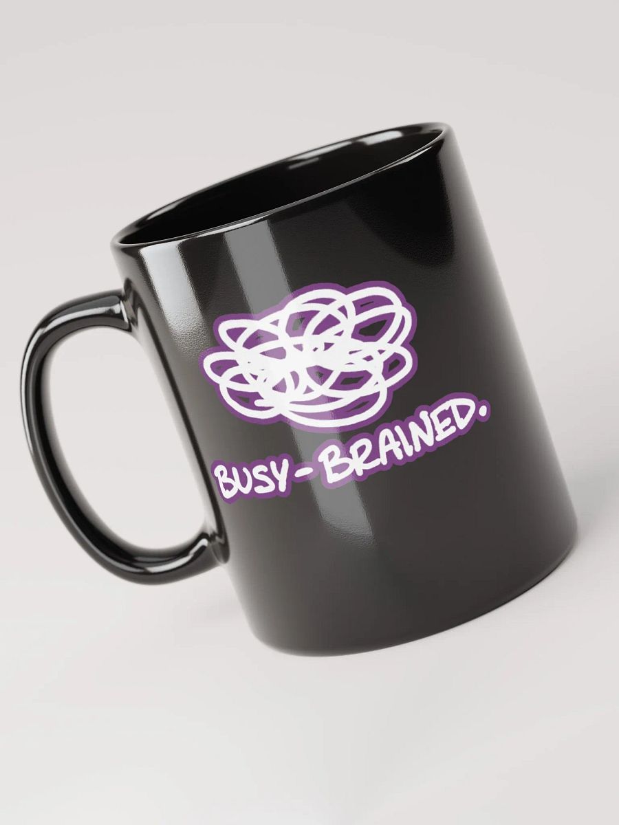 *not* mentally linear (lined design, #763D7D) glossy black mug product image (7)