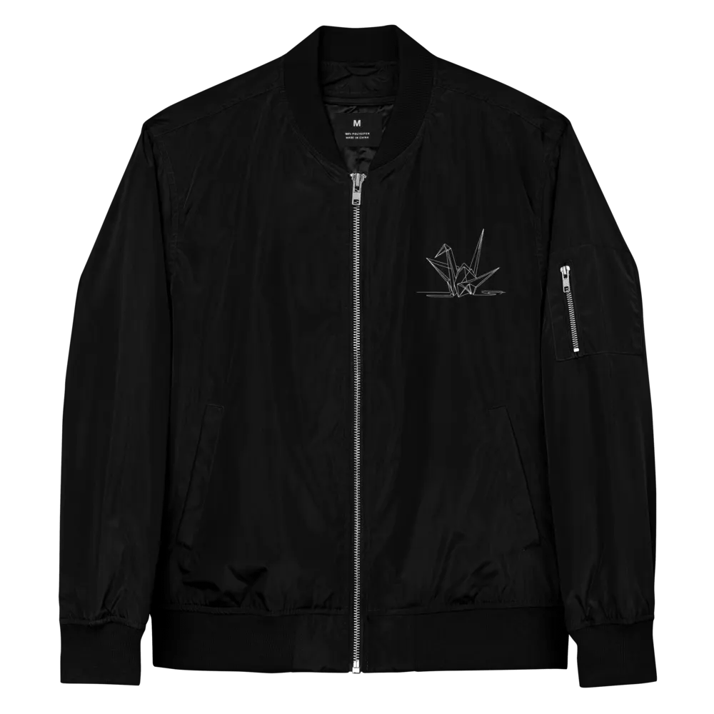 Zen Origami Crane Line Art Bomber Jacket product image (3)