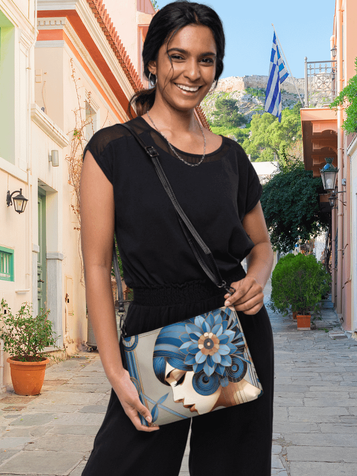 Art Deco Blue Floral Crossbody Bag product image (1)