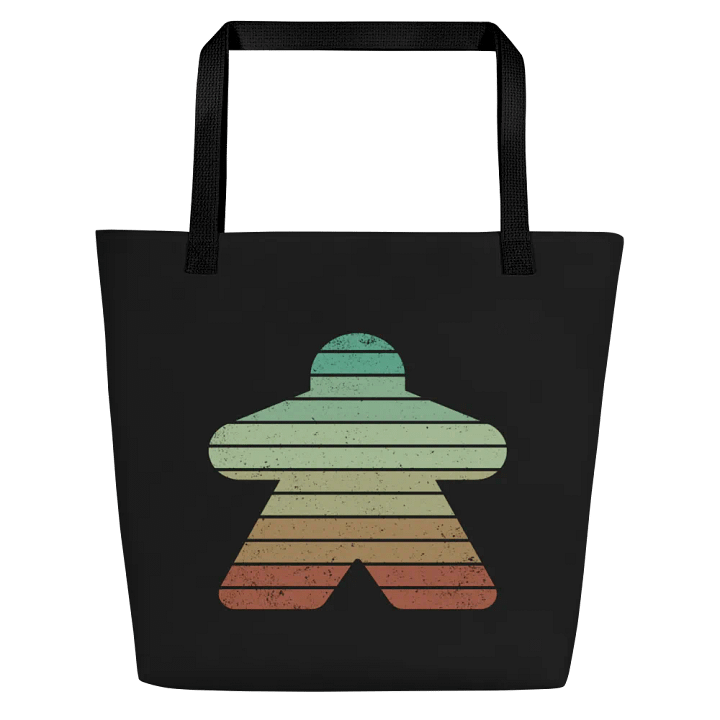 Retro Sunset Meeple Shoulder Tote Bag for Board Gamers product image (2)