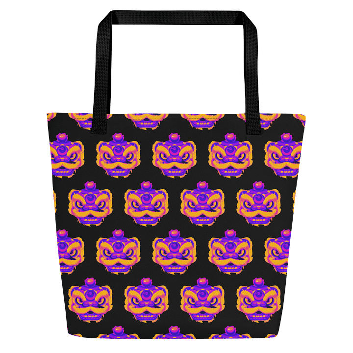 Dragon Head Mask Vivid Tote Bag - Black product image (1)