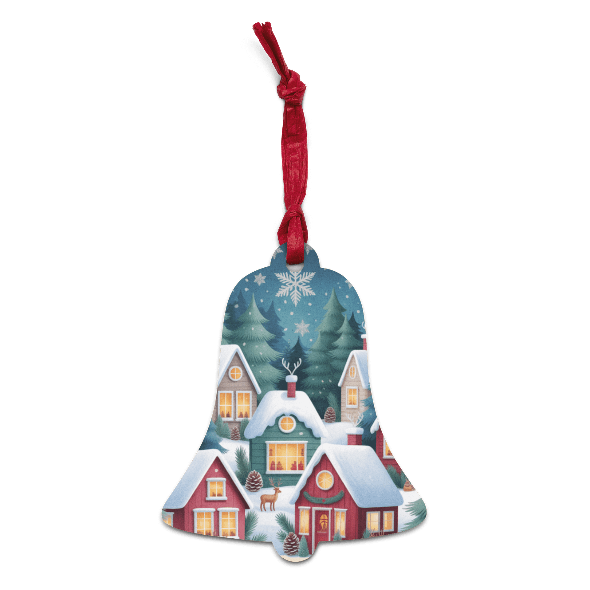 Winter Wonderland Wooden Ornaments | Winter Village Christmas Decor | Rustic Christmas Village Decor | Snow Village Festive Patchwork Wooden Ornaments | product image (2)