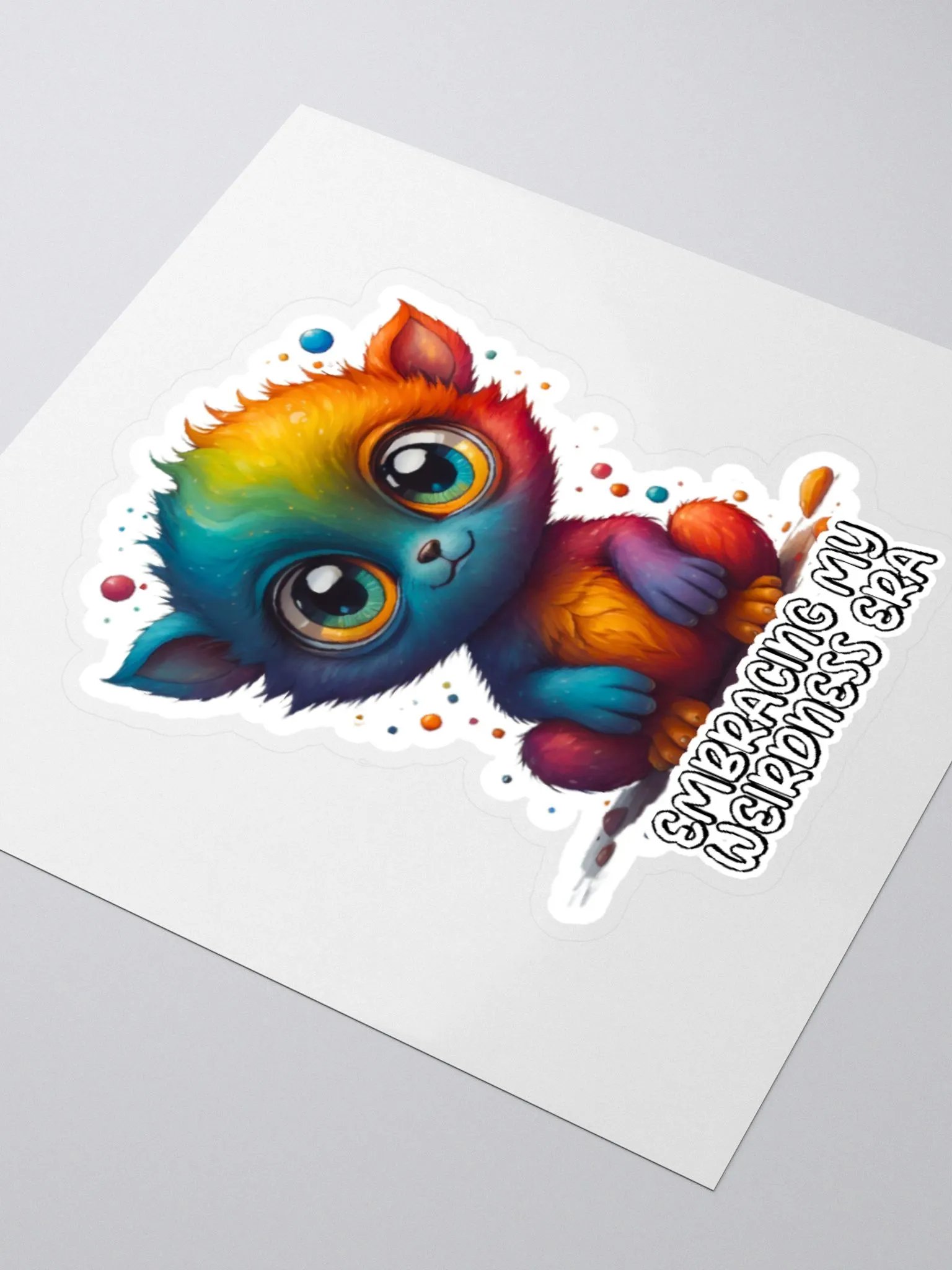 Embracing My Weirdness Era-Kawaii Sticker-Cute & Colorful Creature Sticker-Rainbow Sticker-LGBTQIA+ Sticker product image (8)