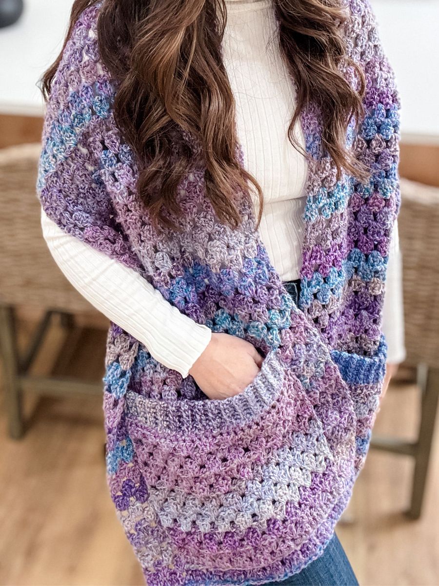 Chunky Granny Pocket Shawl Crochet Pattern product image (5)