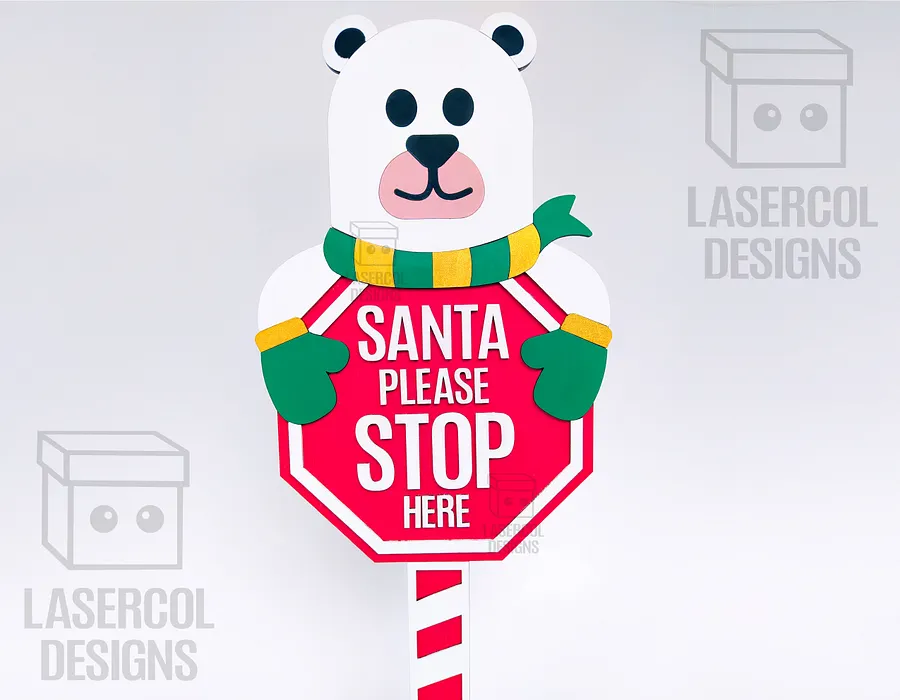 Santa Please Stop Here Signs Bundle - Laser Cut Files product image (10)