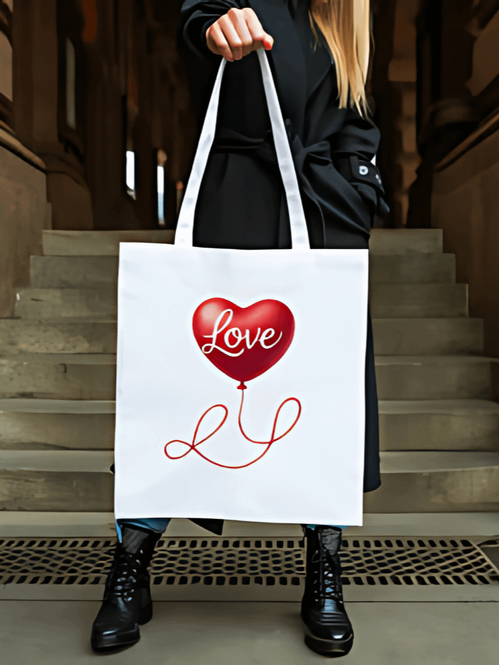 Love Heart Balloon Tote Bag Sublimation Graphic – Romantic Valentine’s Artwork for Tote Bags – Instant Digital Download – 300 DPI PNG product image (1)