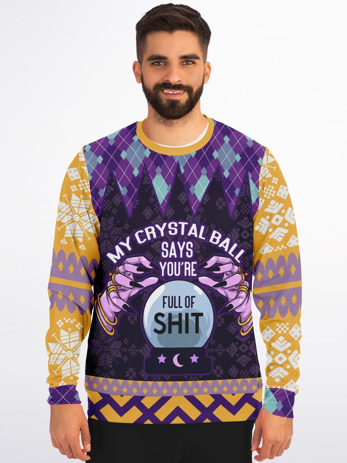 Crystal Ball Sarcastic Sweatshirt | Purple Magic Holiday Sweater | Mystic Fortune Teller Party Outfit | Funny Witchy Gothic Gift product image (1)