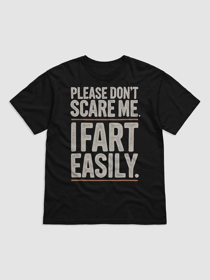 "Please Don't Scare Me. I Fart Easily" Humorous Heavyweight Tee - Black product image (1)