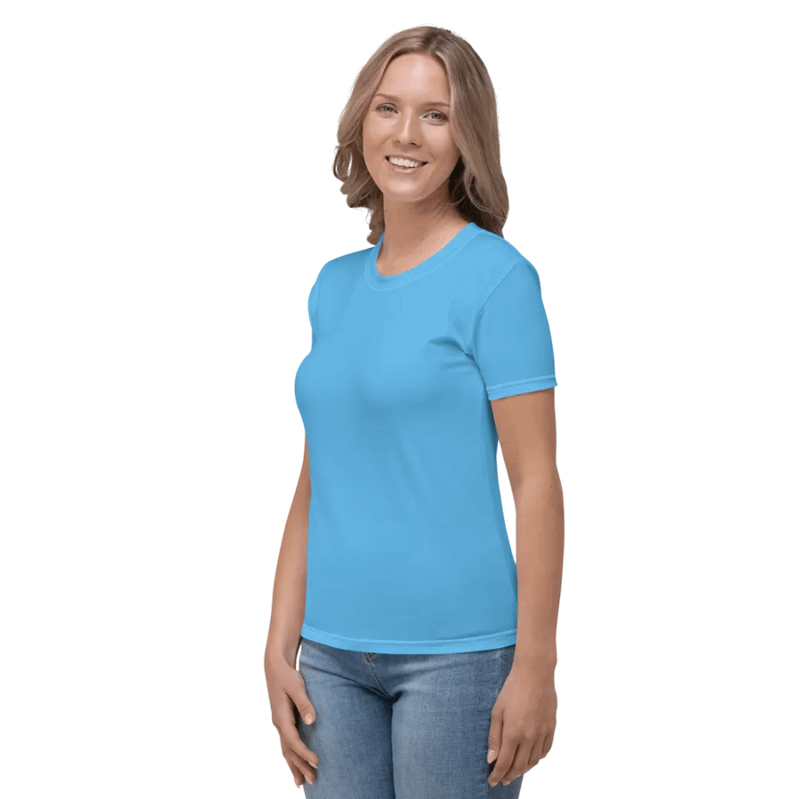 Plain Sky-Blue True Summer Women's Crewneck Polyester Heavyweight Premium T-Shirt by Treasure Pie product image (4)