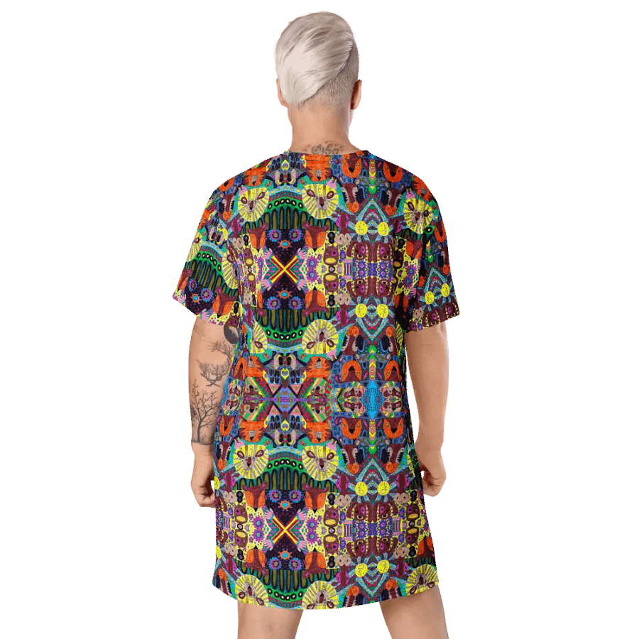 Abstract Doodle Art Animals Ladies T Shirt Dress product image (10)