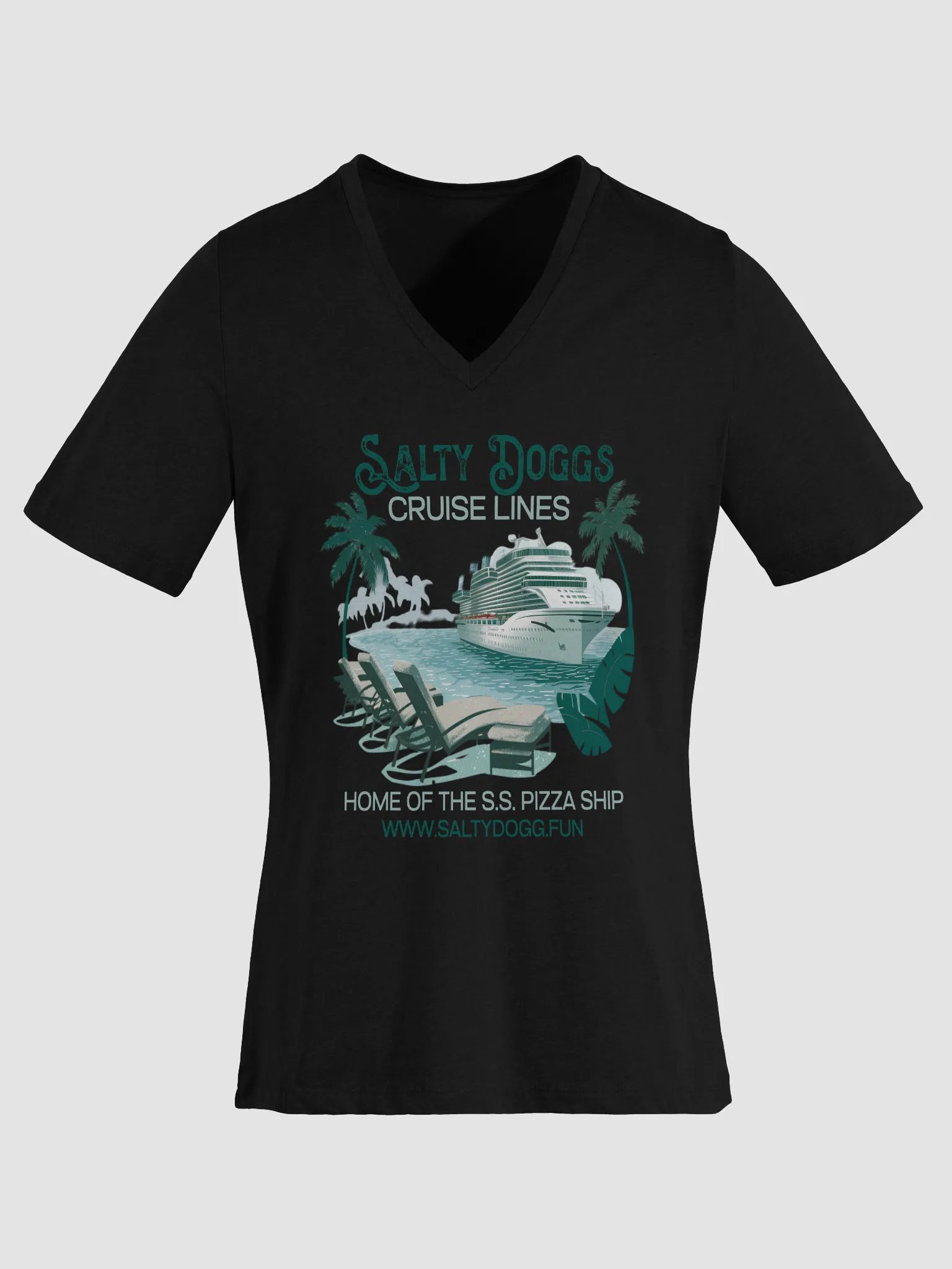 Salty Doggs Cruise Lines V Neck Ladies Tee product image (1)