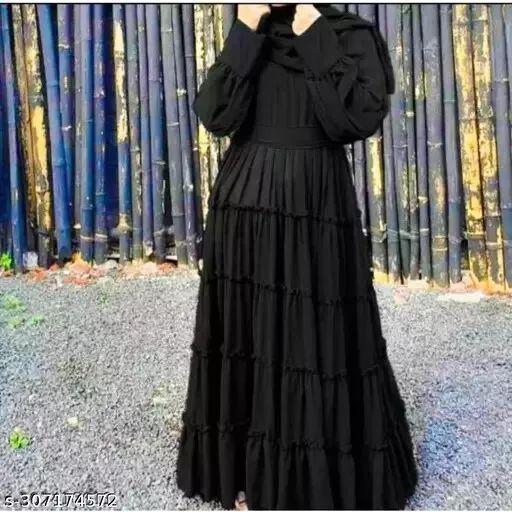 Queen collection women's chun plating sleeve smoke elastic burkha Abaya naqab product image (1)