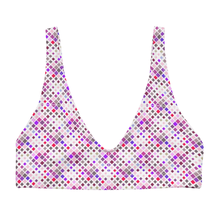 Colorful Square Pattern Design Padded Bikini Top - V1 product image (4)