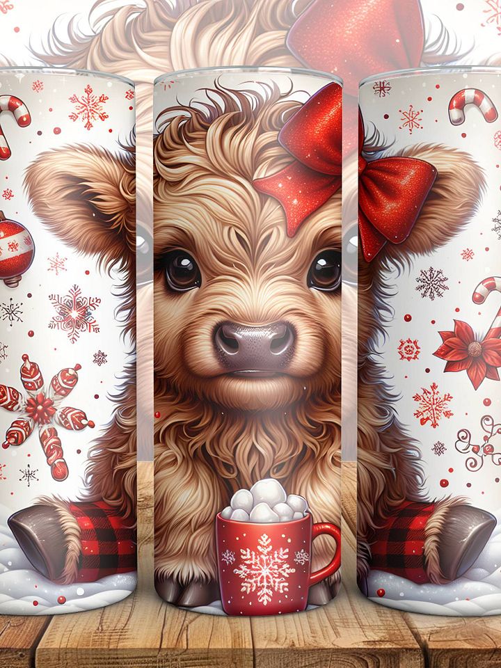 20 oz Christmas Cocoa Highland Cow Tumbler product image (1)