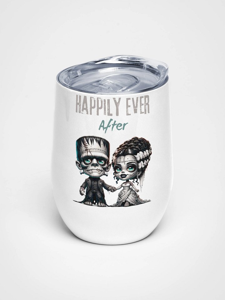 Gothic Wedding Bliss Frankenstein and Bride Wine Tumbler product image (1)