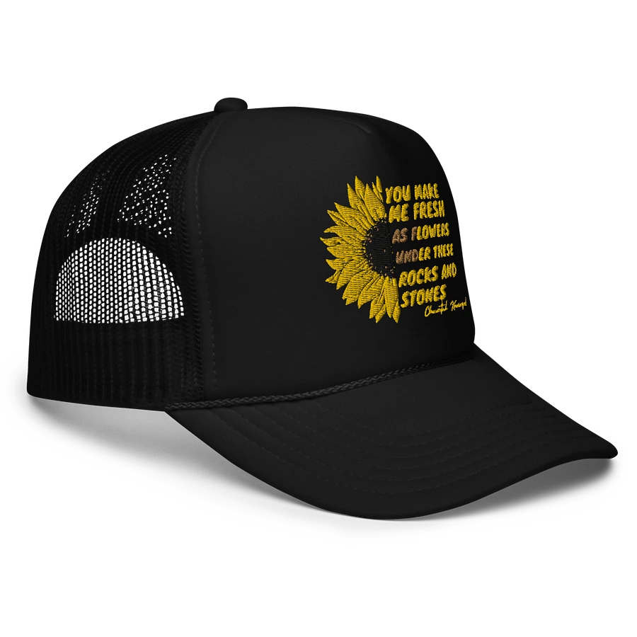 UNDER THESE ROCKS AND STONES SUNFLOWER EMBROIDERED TRUCKER HAT product image (2)