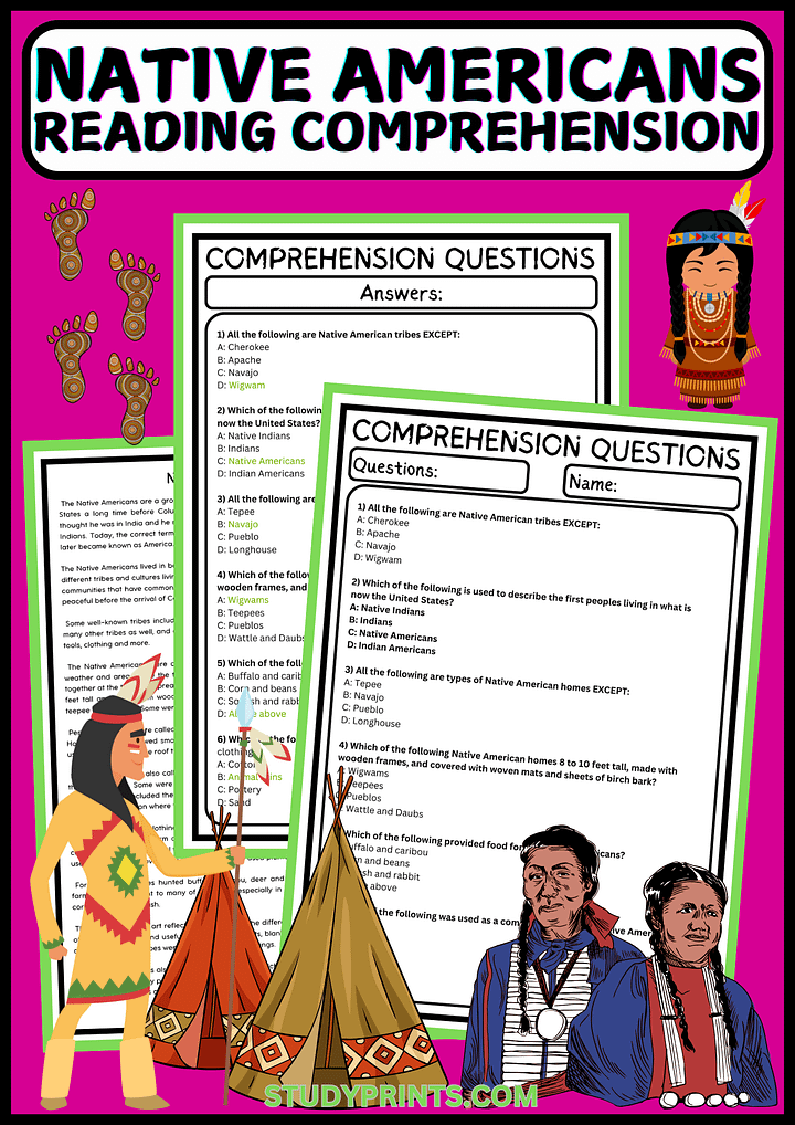 Native Americans Elementary Reading Comprehension product image (1)
