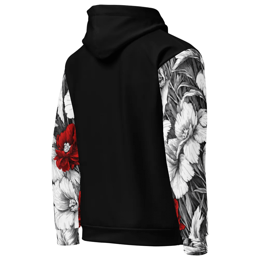 Bold Red Floral Pattern Black Hoodie product image (6)