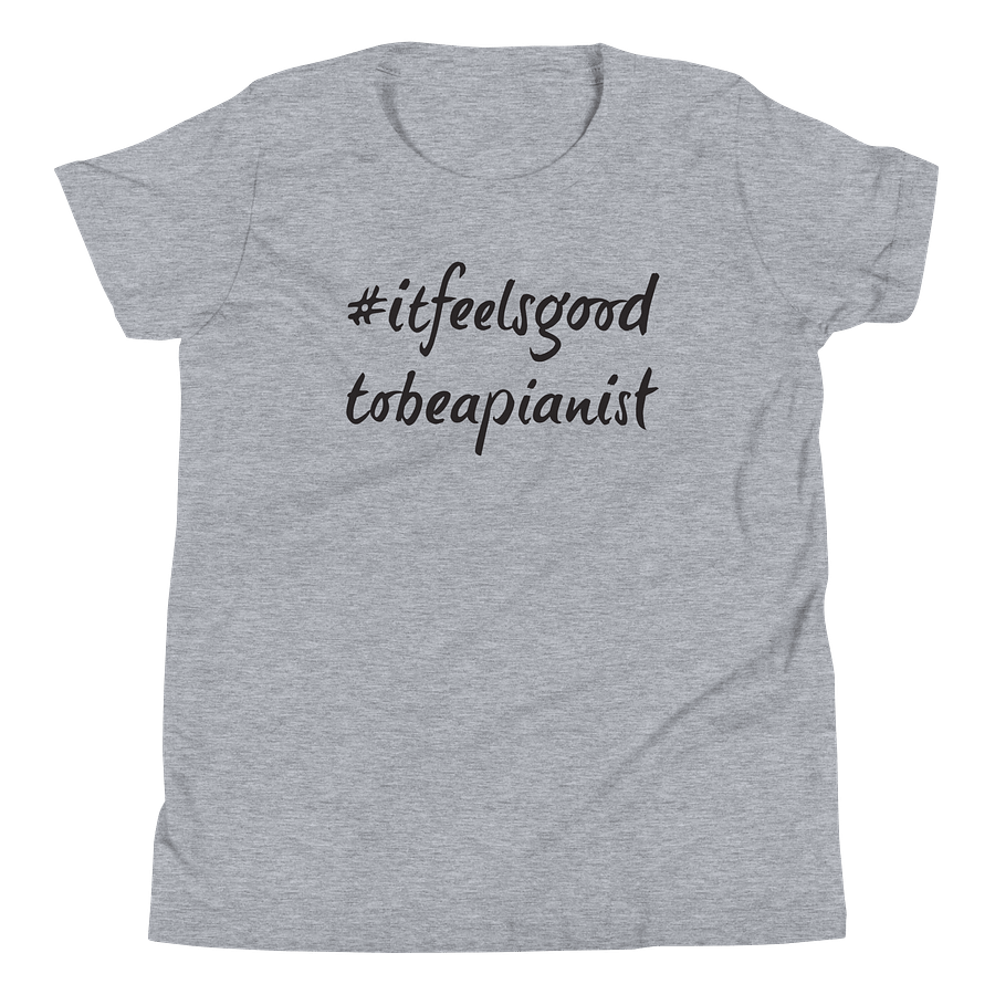 "It Feels Good to Be a Pianist" Youth Cotton T-Shirt with BLACK Script product image (4)