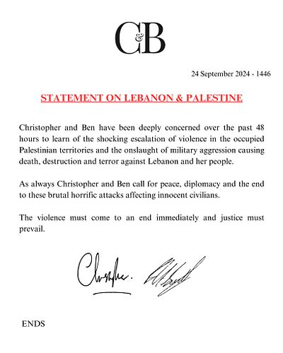 Press Release: Statement on Lebanon & Palestine.