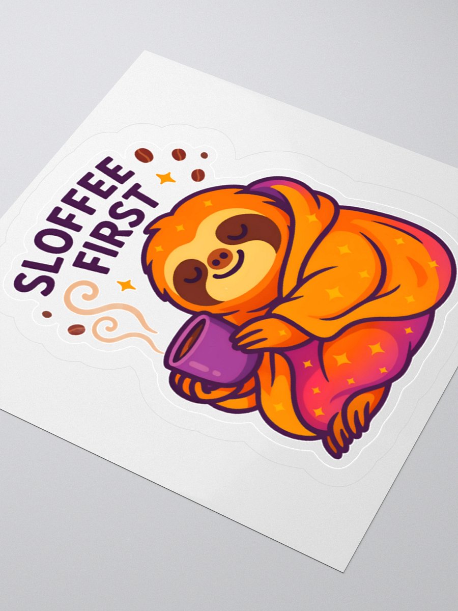Sloffee First – 3" Funny Coffee Sloth Sticker | Sloths Having Snacks Collection product image (3)
