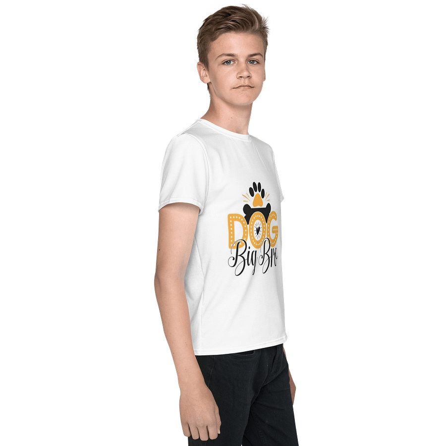 Kids Youth Crew Neck T-Shirt Big Bro Dog Slogan All-Over Print product image (4)