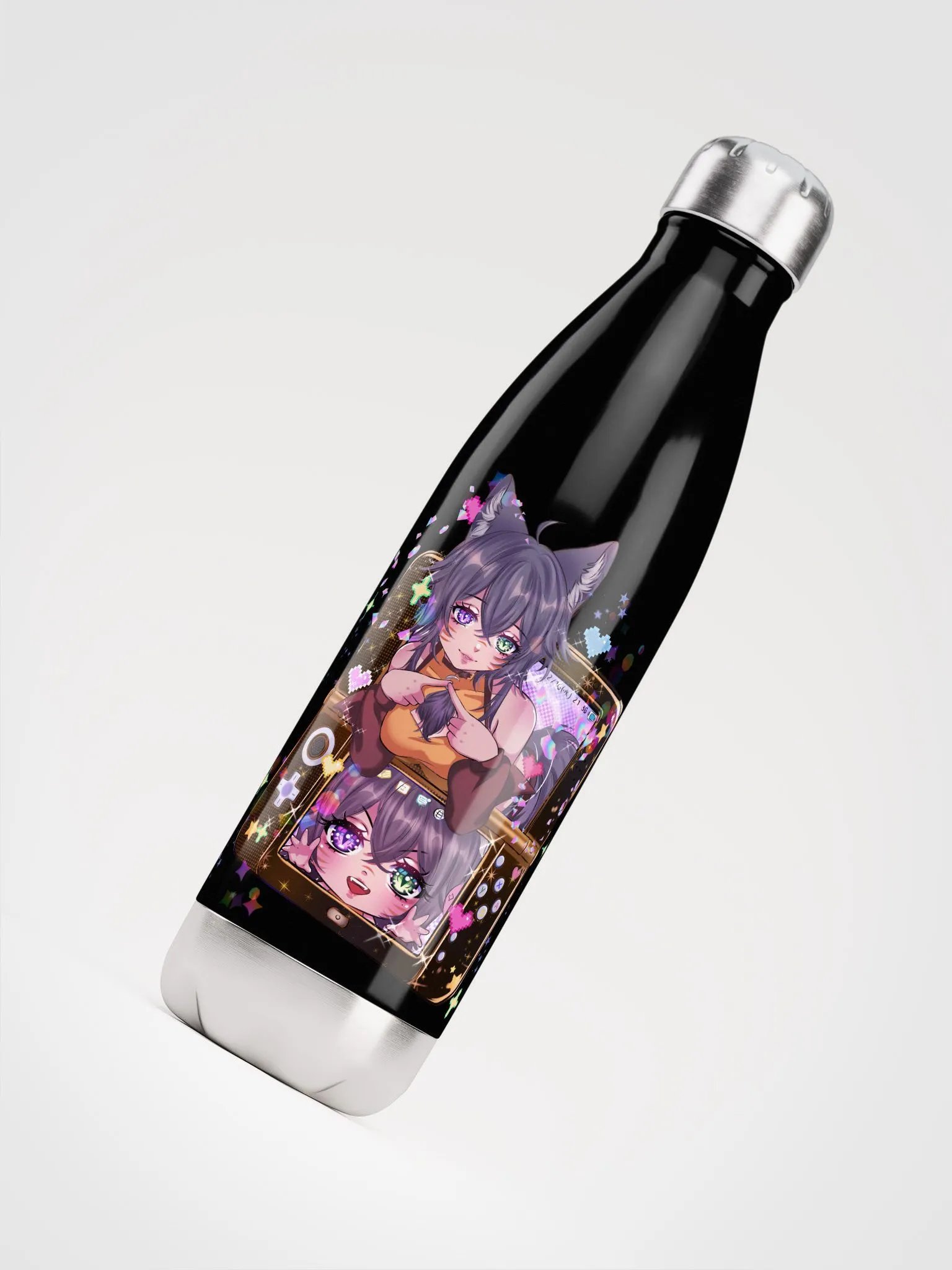 WolfcatRisi Gamer Waifu Stainless Steel Water Bottle product image (8)