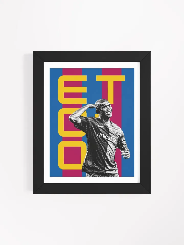 Samuel Eto'o BW Barcelona Name Art Framed Print product image (1)