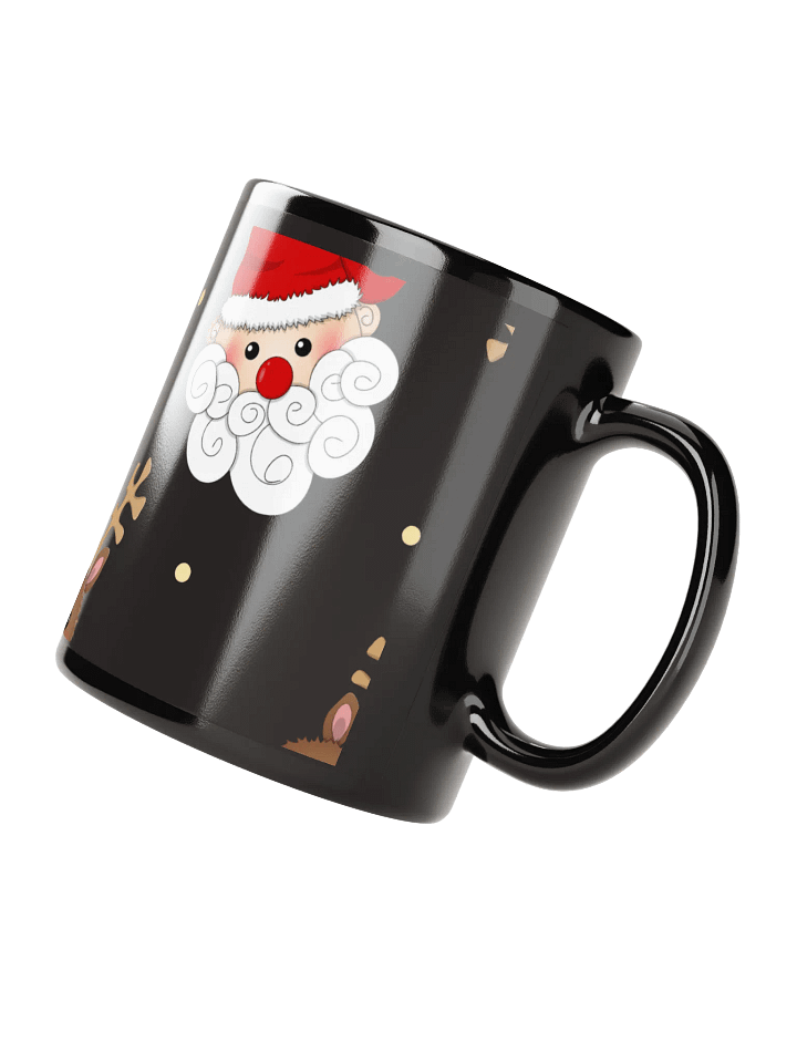 Festive Santa & Reindeer Black Glossy Mug product image (4)